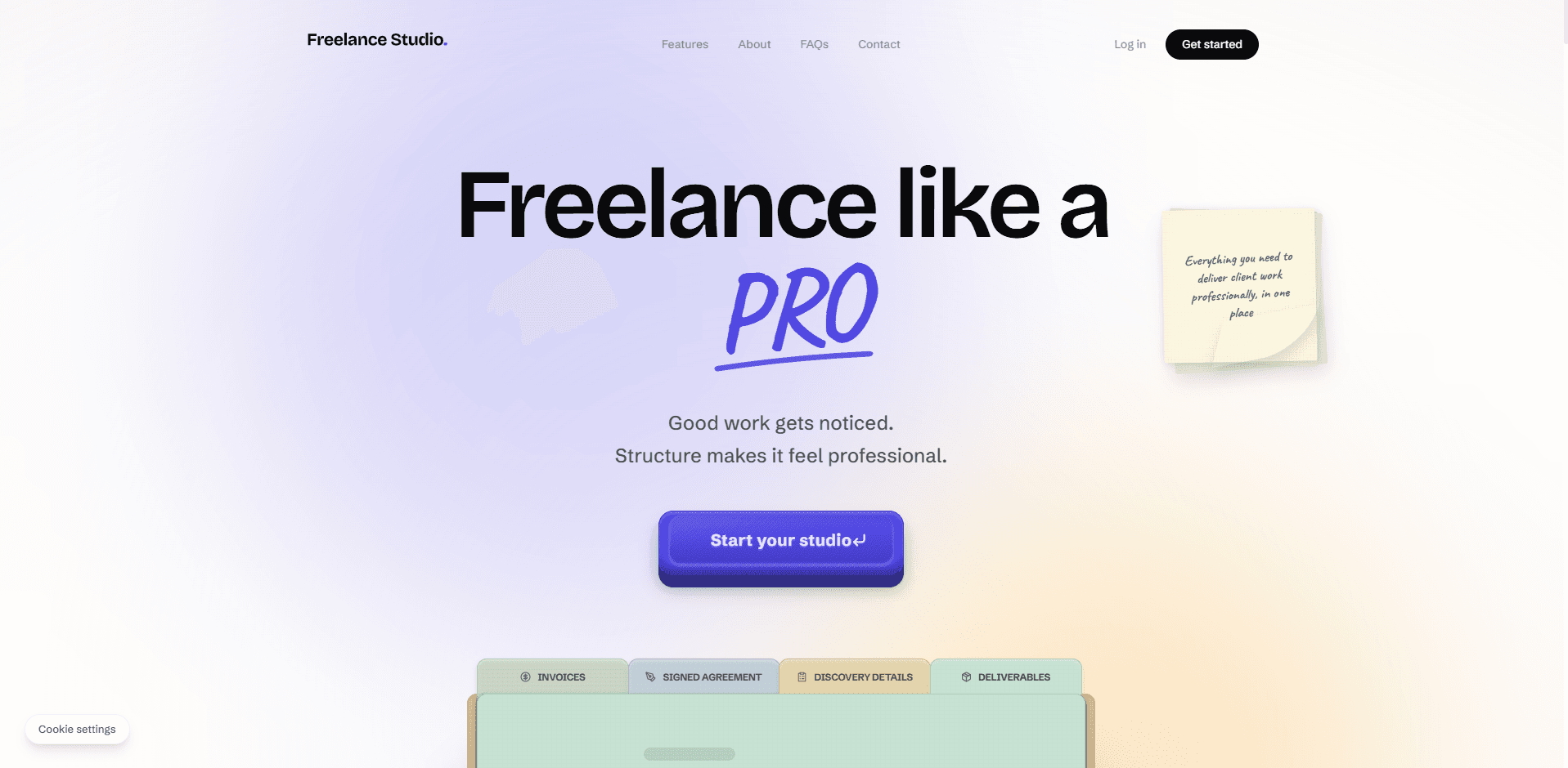 FreelanceStudio product website homepage